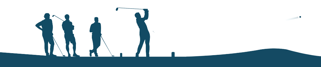 Graphic depicting four golfers